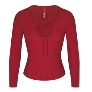 SKIMS NWOT Soft Lounge Tie Front Top - Brick